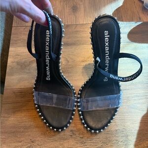 Alexander Wang Black Heels with Clear Strap and Studded Detail